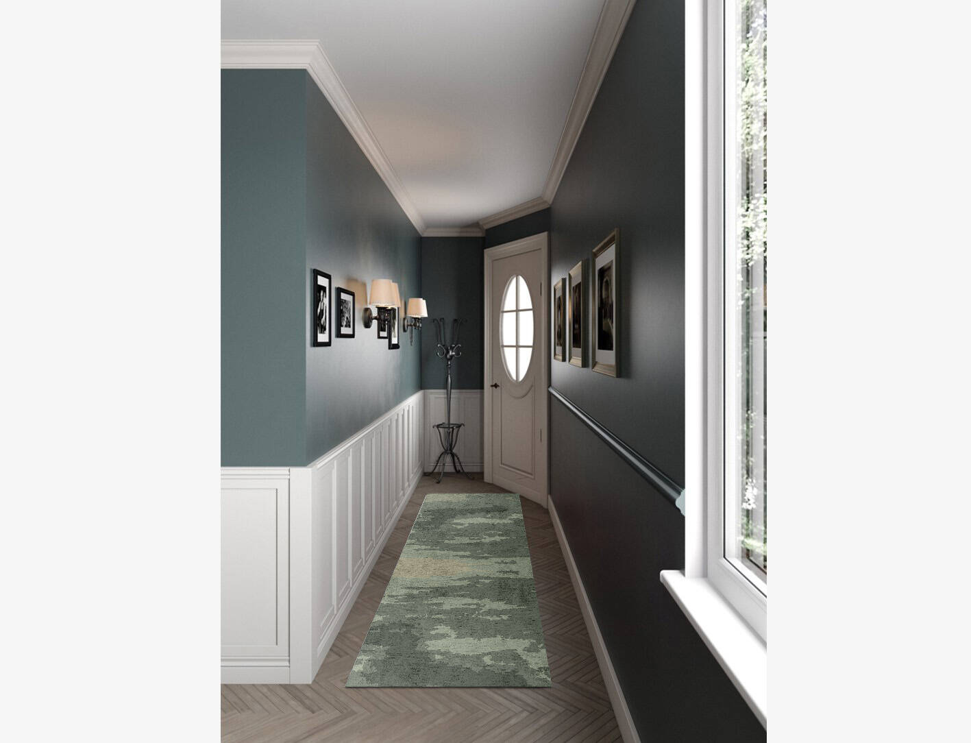 Northern lights Gradation Runner Hand Knotted Bamboo Silk Custom Rug by Rug Artisan