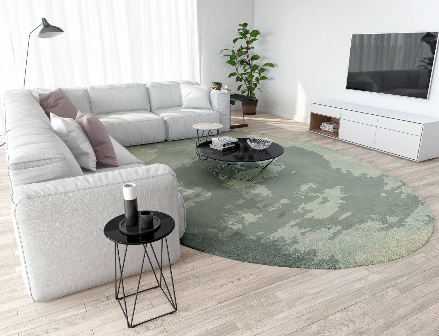 Northern lights Gradation Oval Hand Tufted Pure Wool Custom Rug by Rug Artisan