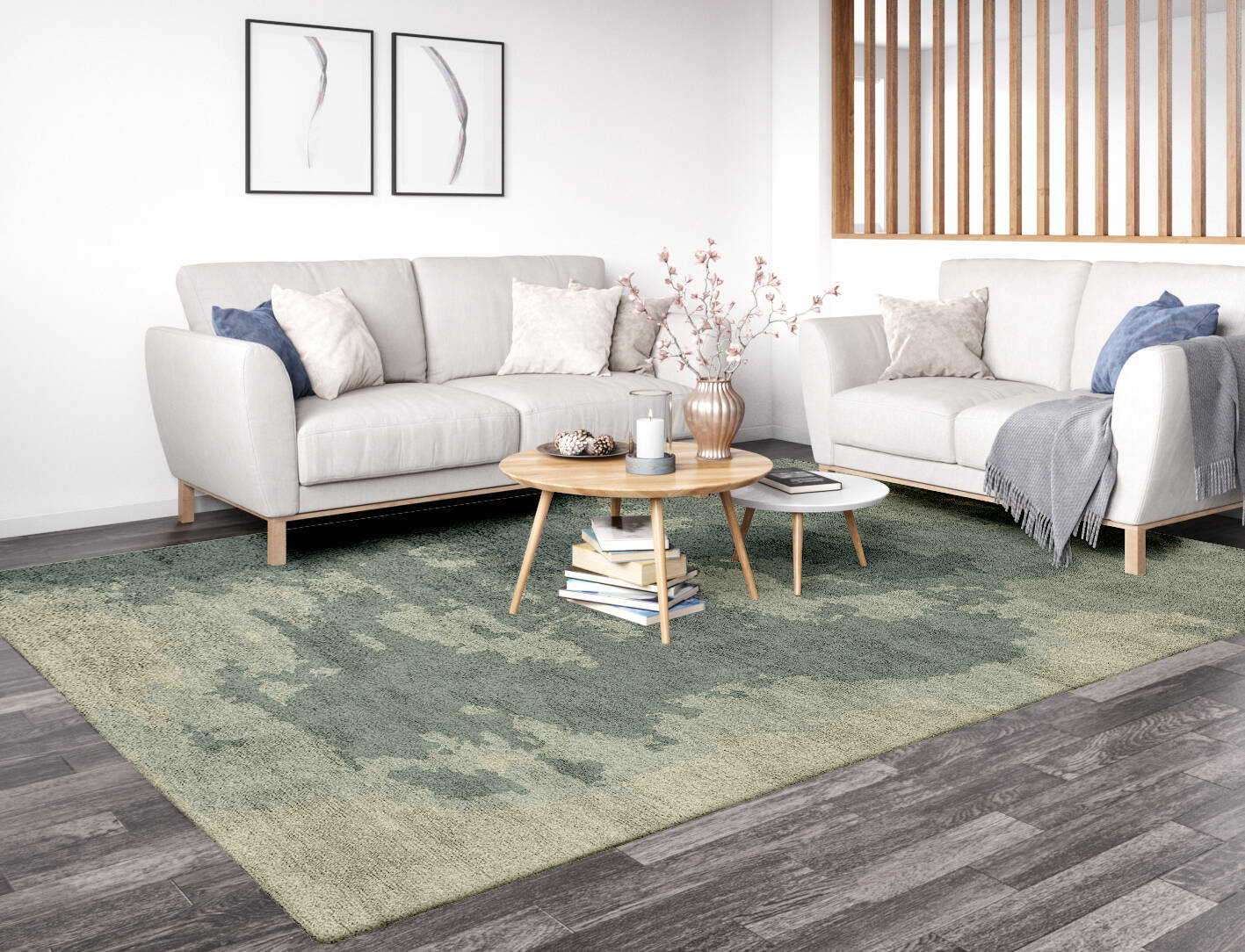 Northern lights Gradation Rectangle Hand Tufted Bamboo Silk Custom Rug by Rug Artisan
