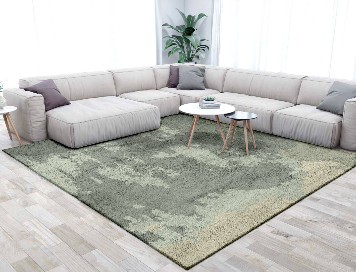 Northern lights Gradation Square Hand Tufted Bamboo Silk Custom Rug by Rug Artisan