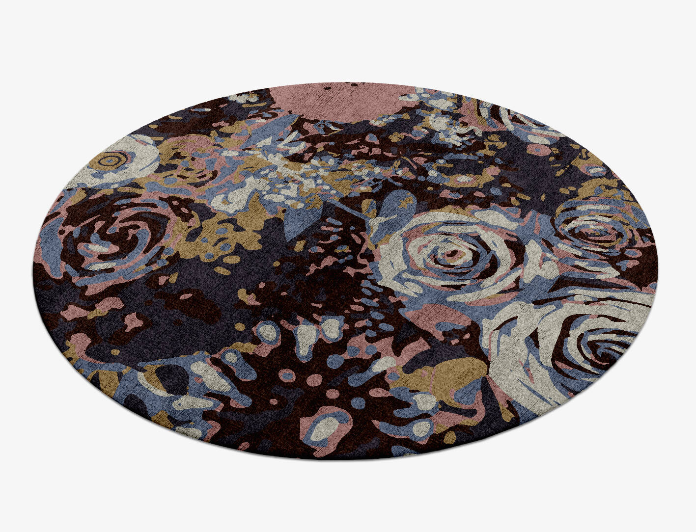 Nosegay Floral Round Hand Knotted Bamboo Silk Custom Rug by Rug Artisan