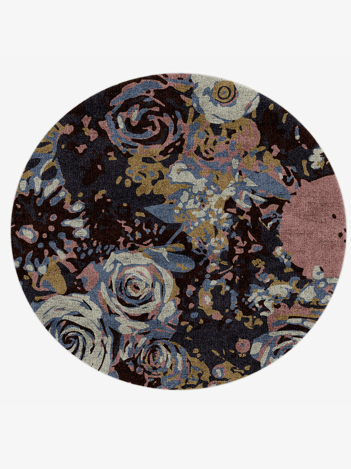 Nosegay Floral Round Hand Knotted Bamboo Silk Custom Rug by Rug Artisan