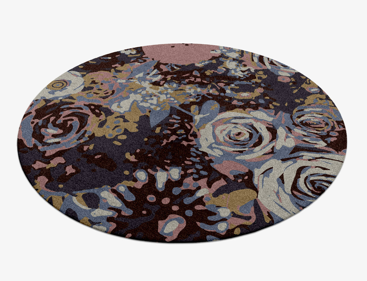 Nosegay Floral Round Hand Knotted Tibetan Wool Custom Rug by Rug Artisan
