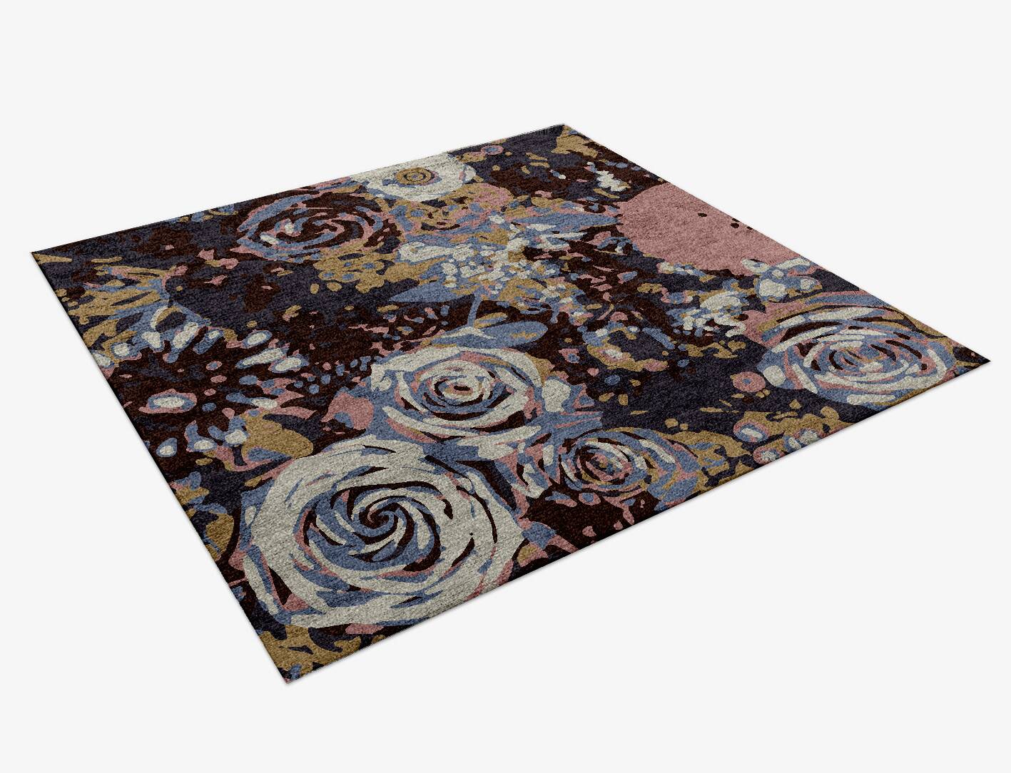 Nosegay Floral Square Hand Knotted Bamboo Silk Custom Rug by Rug Artisan