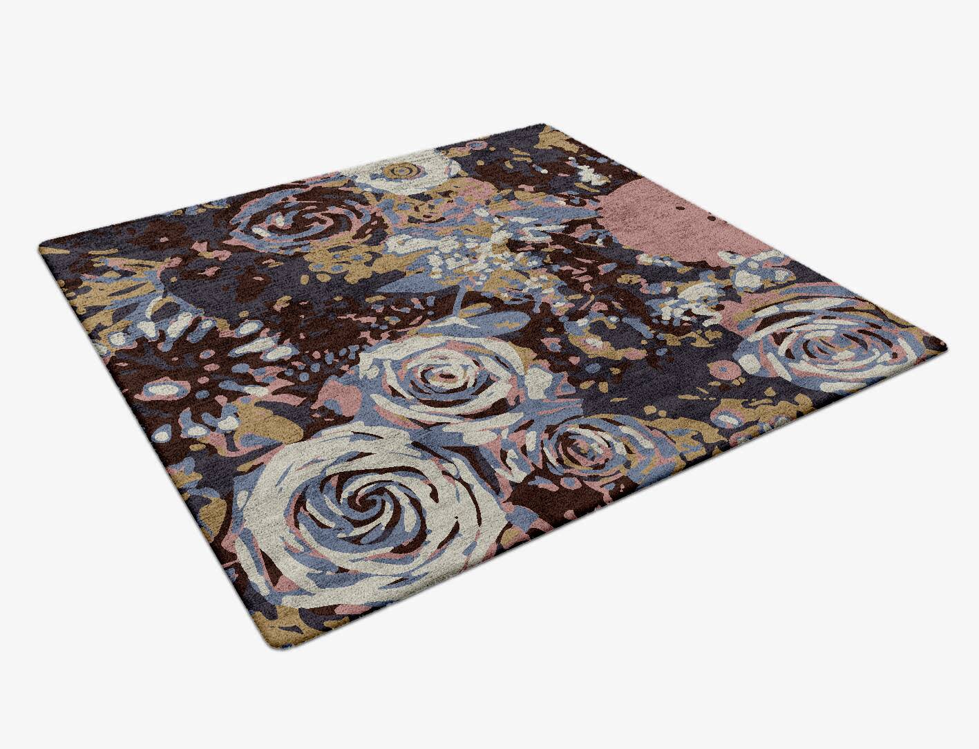 Nosegay Floral Square Hand Tufted Bamboo Silk Custom Rug by Rug Artisan