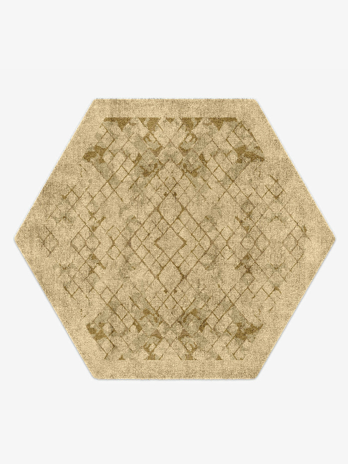 Noshi Origami Hexagon Hand Knotted Bamboo Silk Custom Rug by Rug Artisan