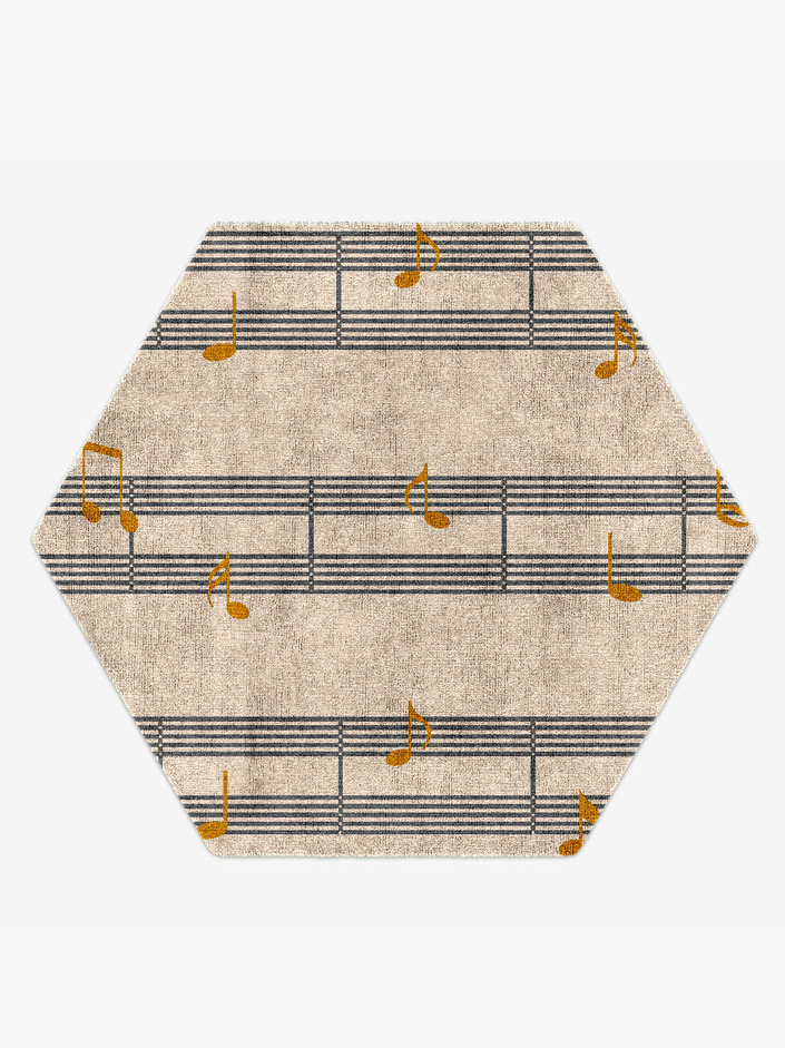 Notes Kids Hexagon Hand Knotted Bamboo Silk Custom Rug by Rug Artisan