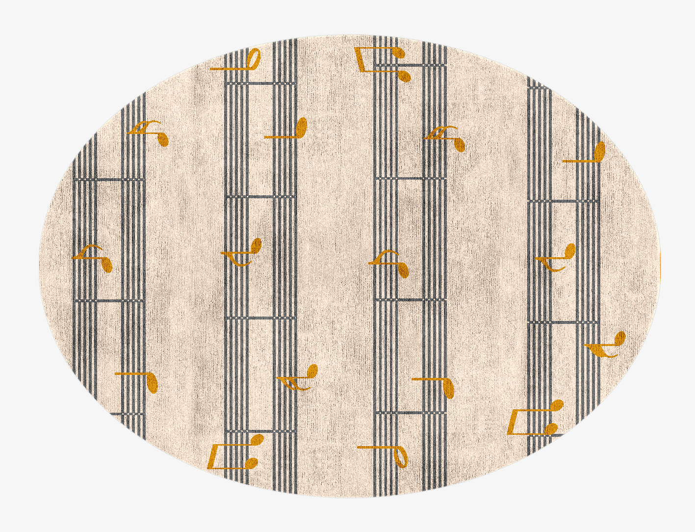 Notes Kids Oval Hand Knotted Bamboo Silk Custom Rug by Rug Artisan