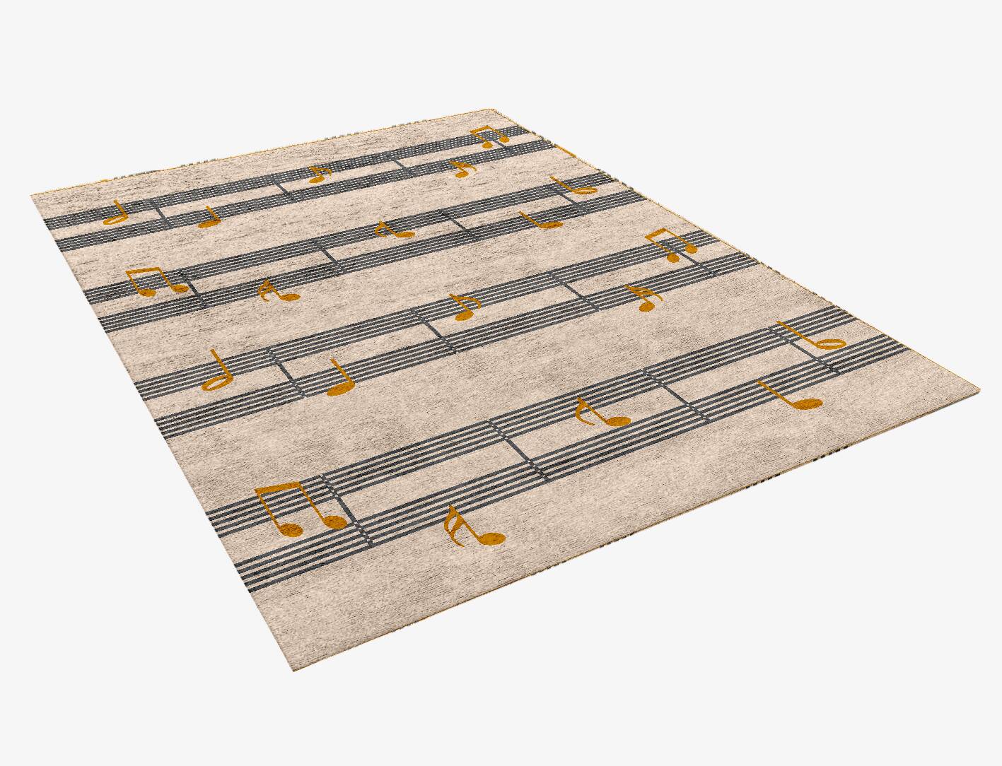Notes Kids Rectangle Hand Knotted Bamboo Silk Custom Rug by Rug Artisan