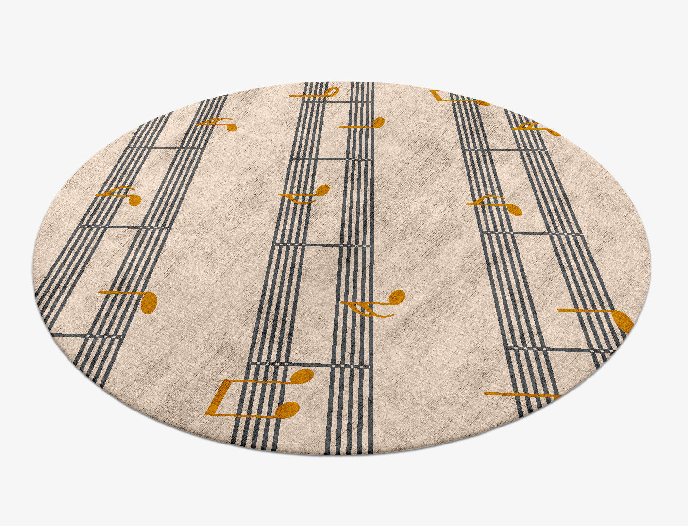 Notes Kids Round Hand Knotted Bamboo Silk Custom Rug by Rug Artisan