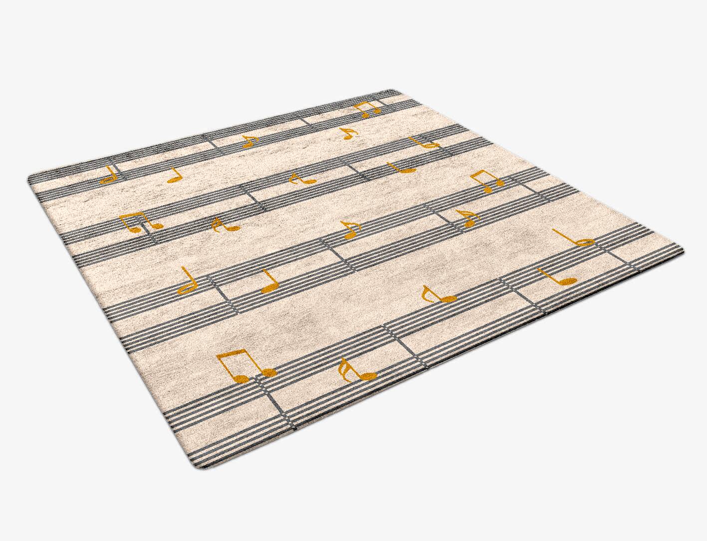 Notes Kids Square Hand Tufted Bamboo Silk Custom Rug by Rug Artisan