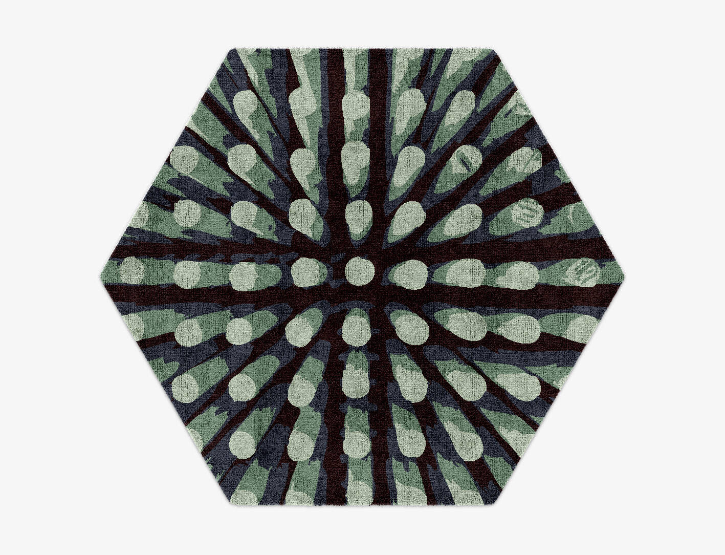 Nucleus Abstract Hexagon Hand Knotted Bamboo Silk Custom Rug by Rug Artisan