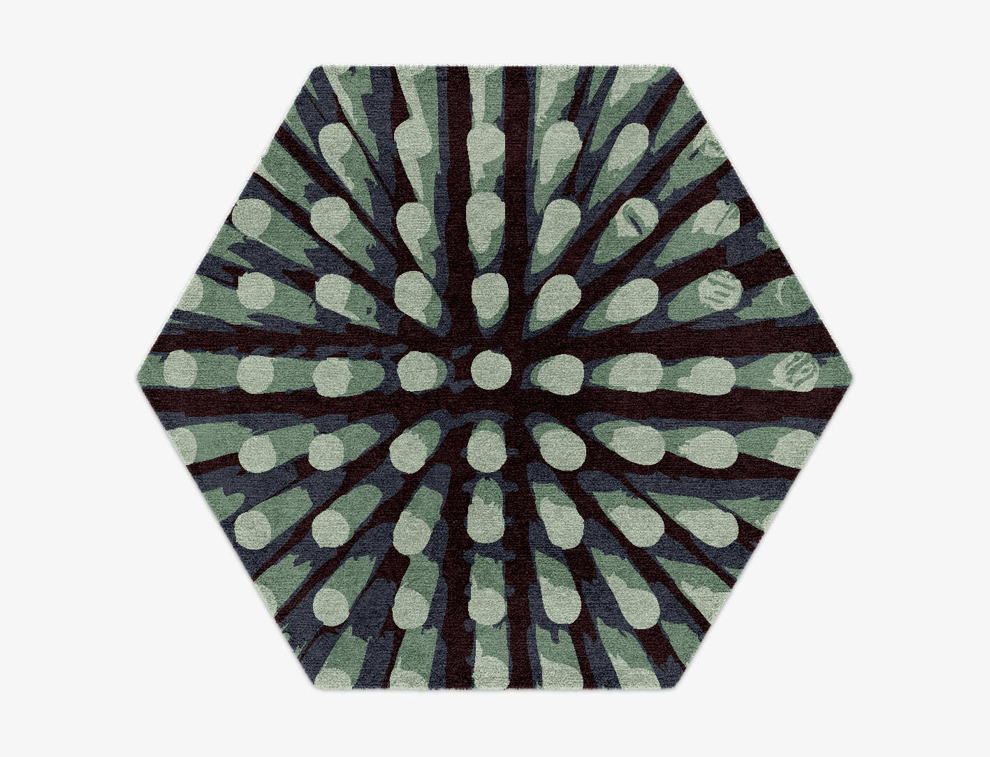 Nucleus Abstract Hexagon Hand Knotted Tibetan Wool Custom Rug by Rug Artisan