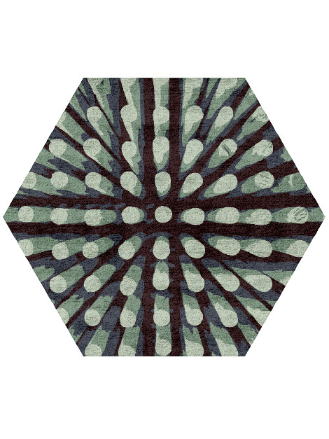 Nucleus Abstract Hexagon Hand Tufted Bamboo Silk Custom Rug by Rug Artisan
