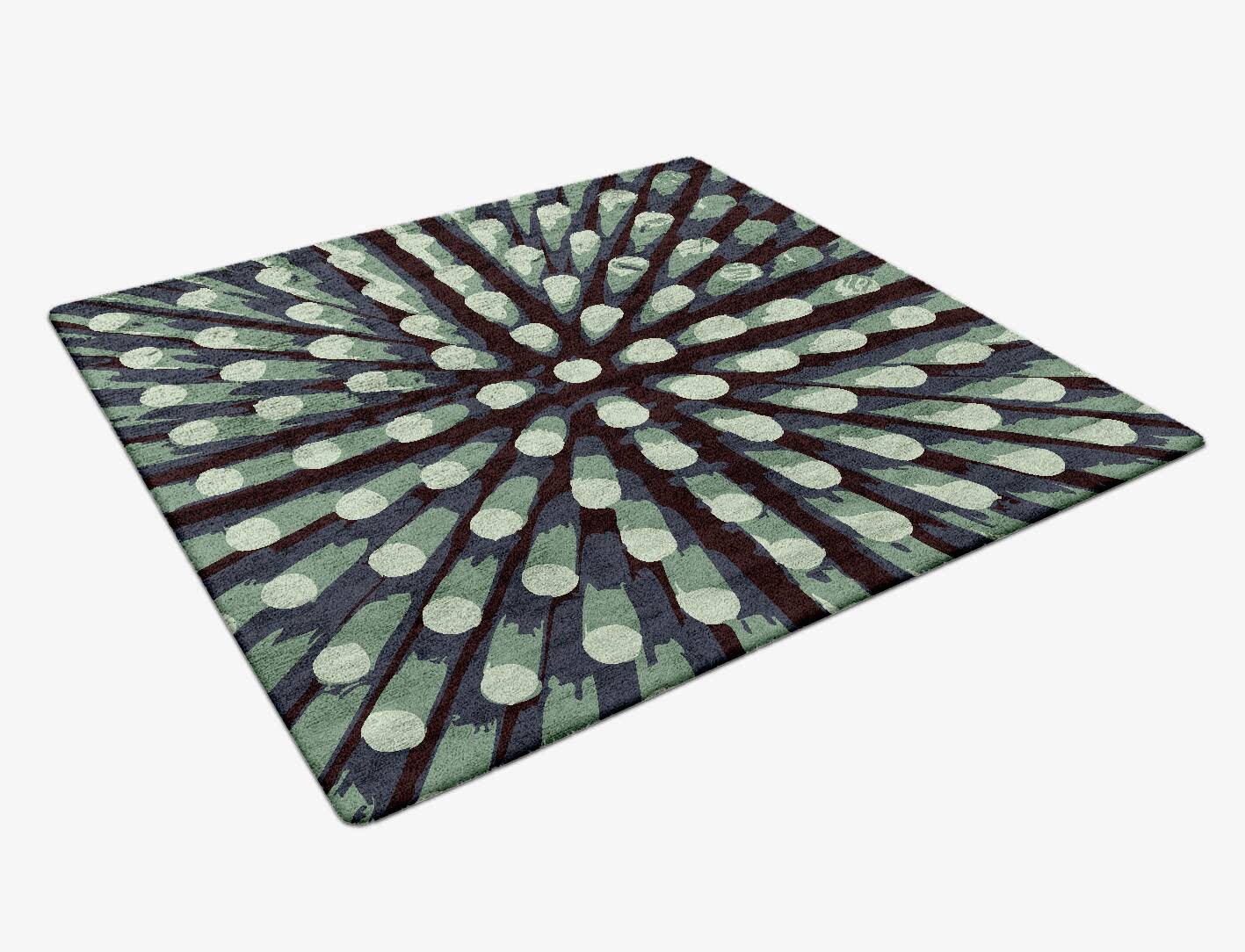 Nucleus Abstract Square Hand Tufted Bamboo Silk Custom Rug by Rug Artisan