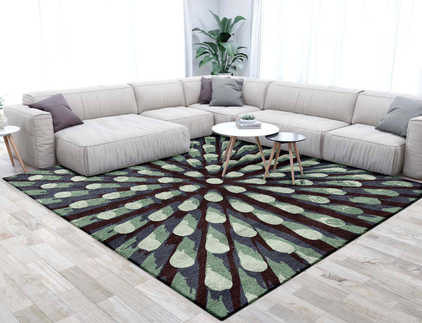 Nucleus Abstract Square Hand Tufted Bamboo Silk Custom Rug by Rug Artisan