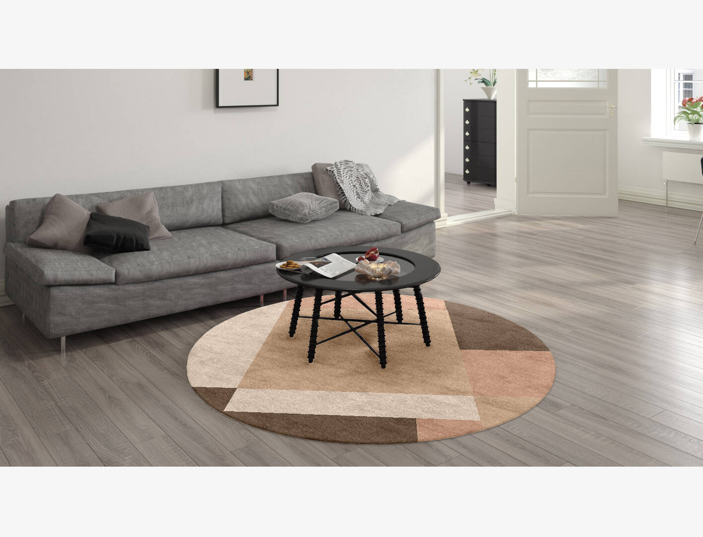 Oblivion  Round Hand Knotted Bamboo Silk Custom Rug by Rug Artisan