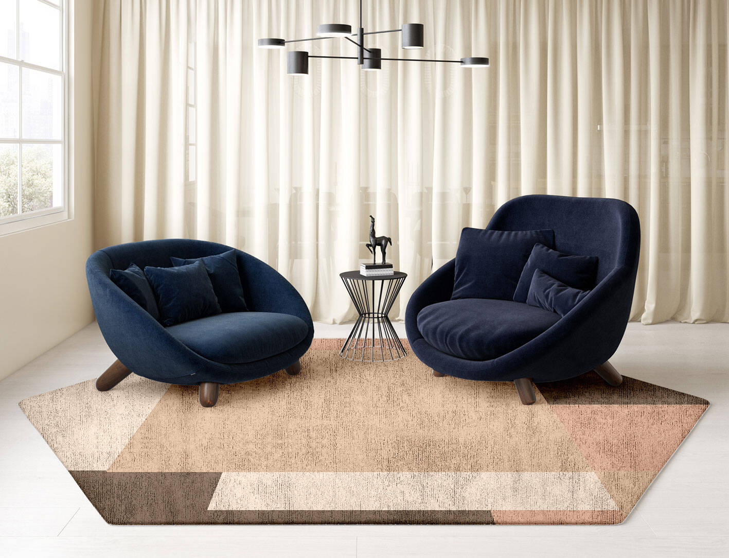 Oblivion  Hexagon Hand Tufted Bamboo Silk Custom Rug by Rug Artisan