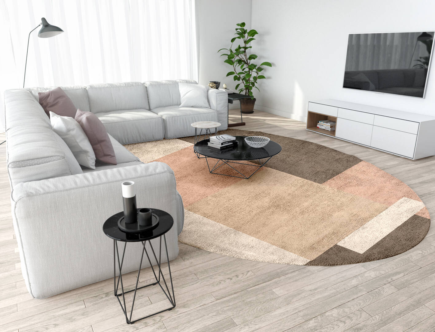 Oblivion  Oval Hand Tufted Bamboo Silk Custom Rug by Rug Artisan