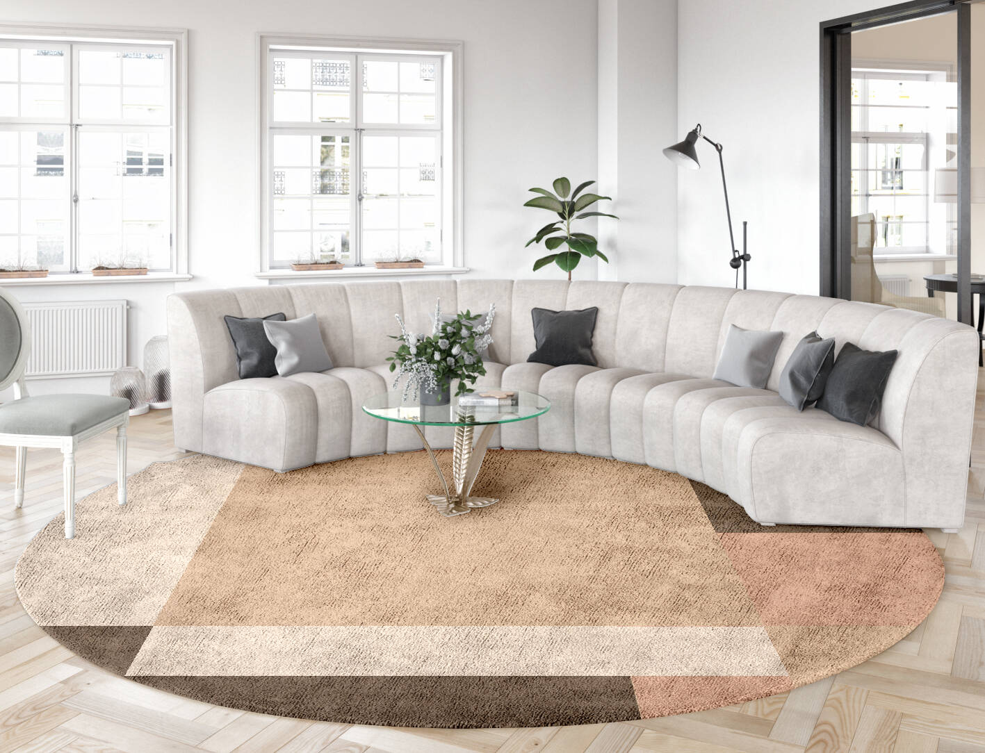 Oblivion  Round Hand Tufted Bamboo Silk Custom Rug by Rug Artisan