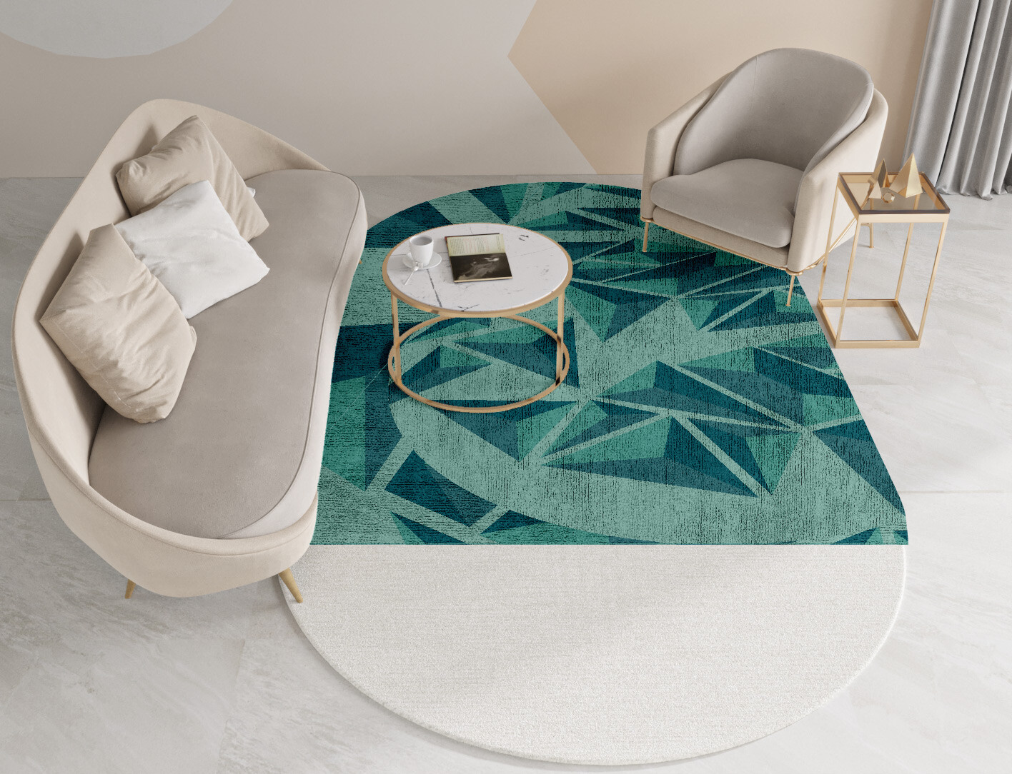 Obtuse Geometric Capsule Hand Knotted Bamboo Silk Custom Rug by Rug Artisan