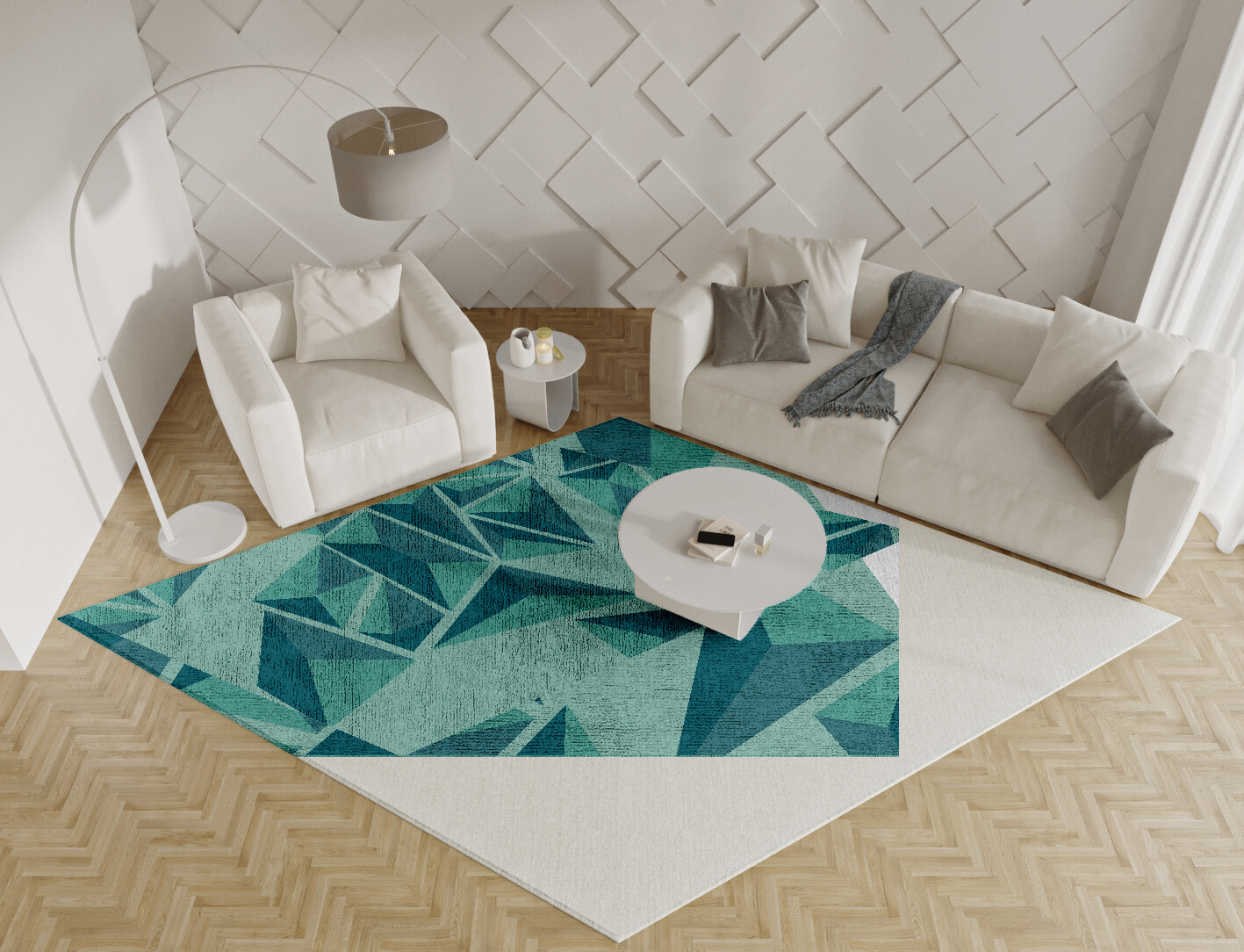 Obtuse Geometric Diamond Hand Knotted Bamboo Silk Custom Rug by Rug Artisan