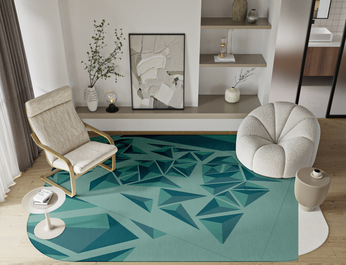 Obtuse Geometric Oblong Hand Knotted Tibetan Wool Custom Rug by Rug Artisan