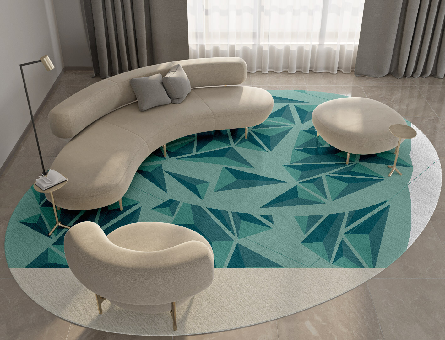 Obtuse Geometric Oval Hand Tufted Pure Wool Custom Rug by Rug Artisan