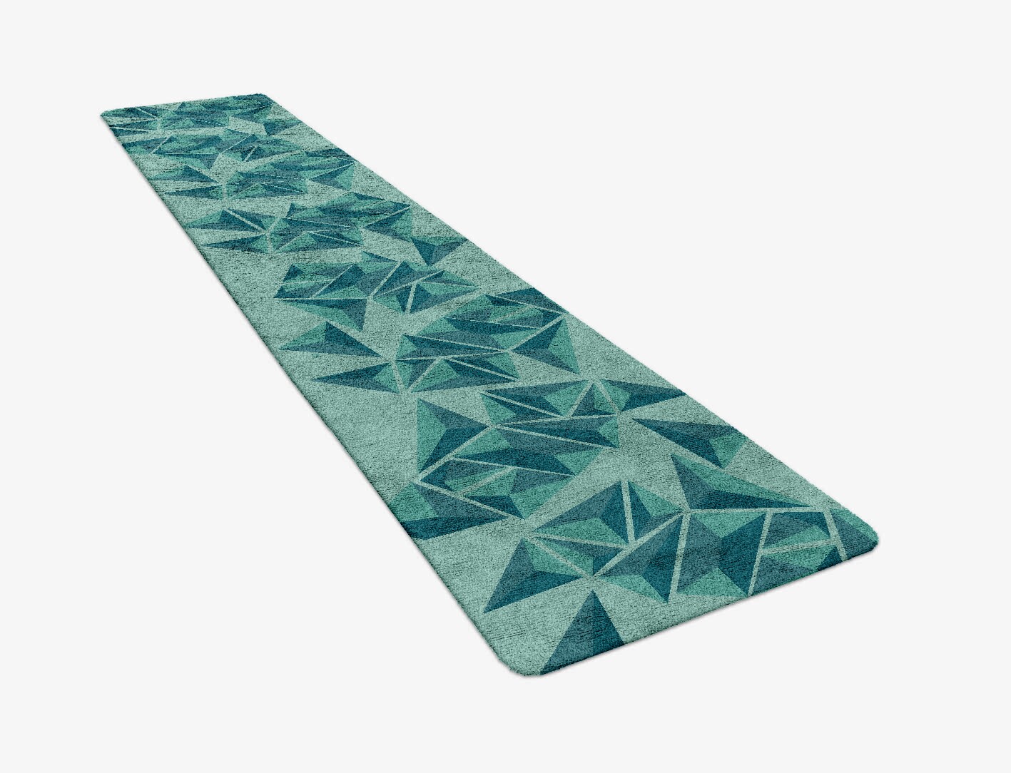 Obtuse Geometric Runner Hand Tufted Bamboo Silk Custom Rug by Rug Artisan