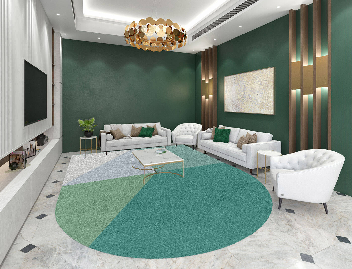 Oceanic  Arch Hand Knotted Tibetan Wool Custom Rug by Rug Artisan