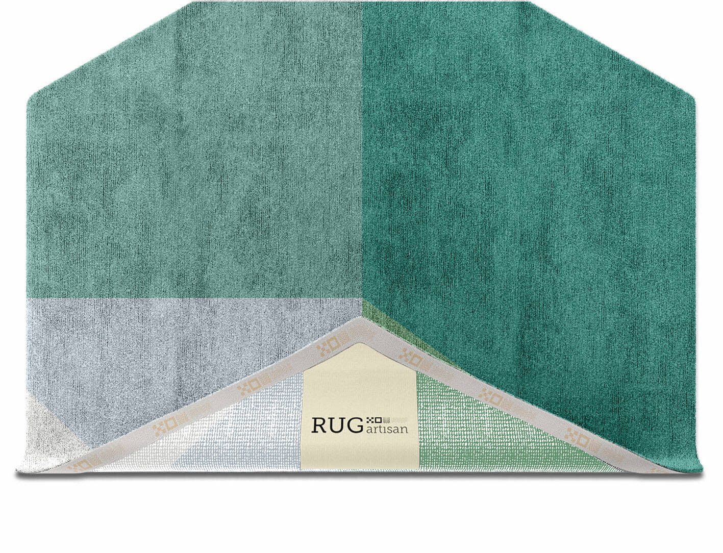 Oceanic  Hexagon Hand Knotted Bamboo Silk Custom Rug by Rug Artisan