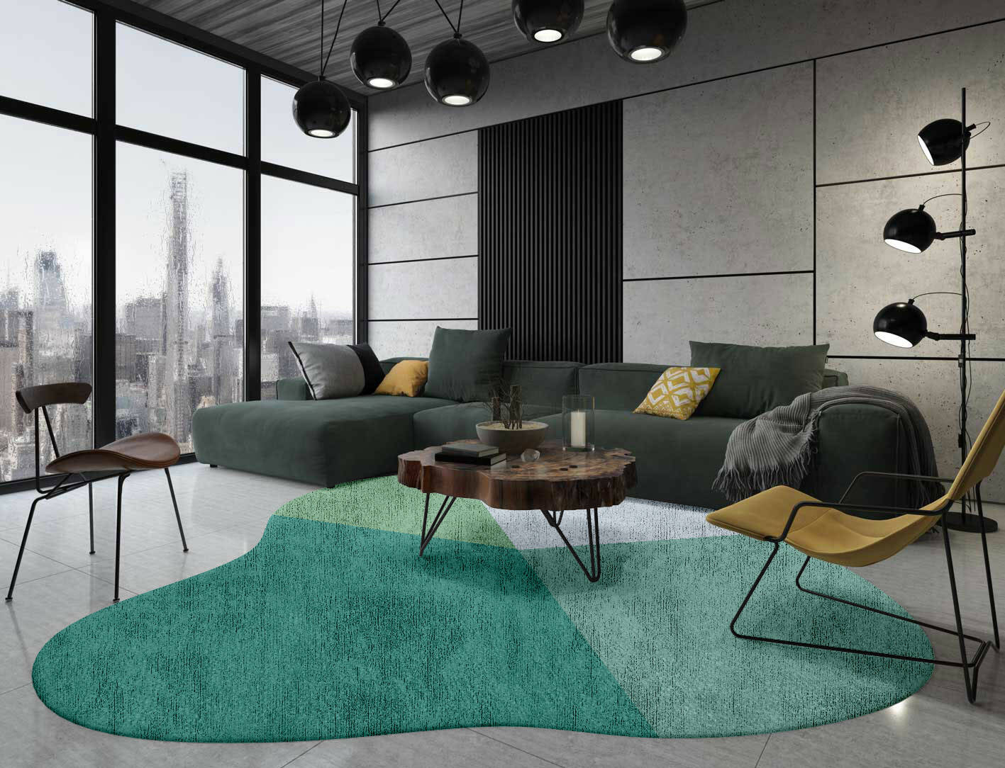 Oceanic  Splash Hand Knotted Bamboo Silk Custom Rug by Rug Artisan