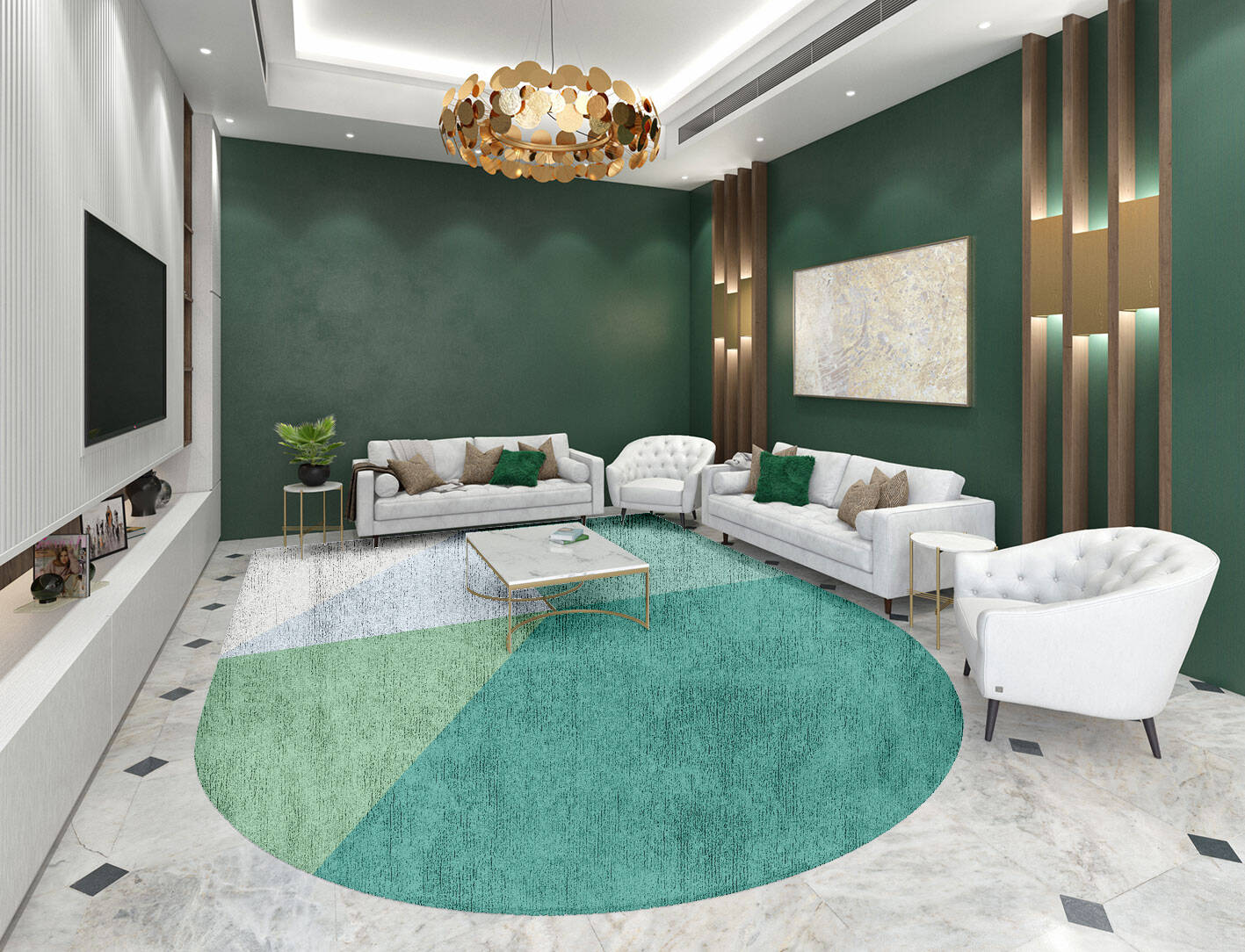 Oceanic  Arch Hand Tufted Bamboo Silk Custom Rug by Rug Artisan