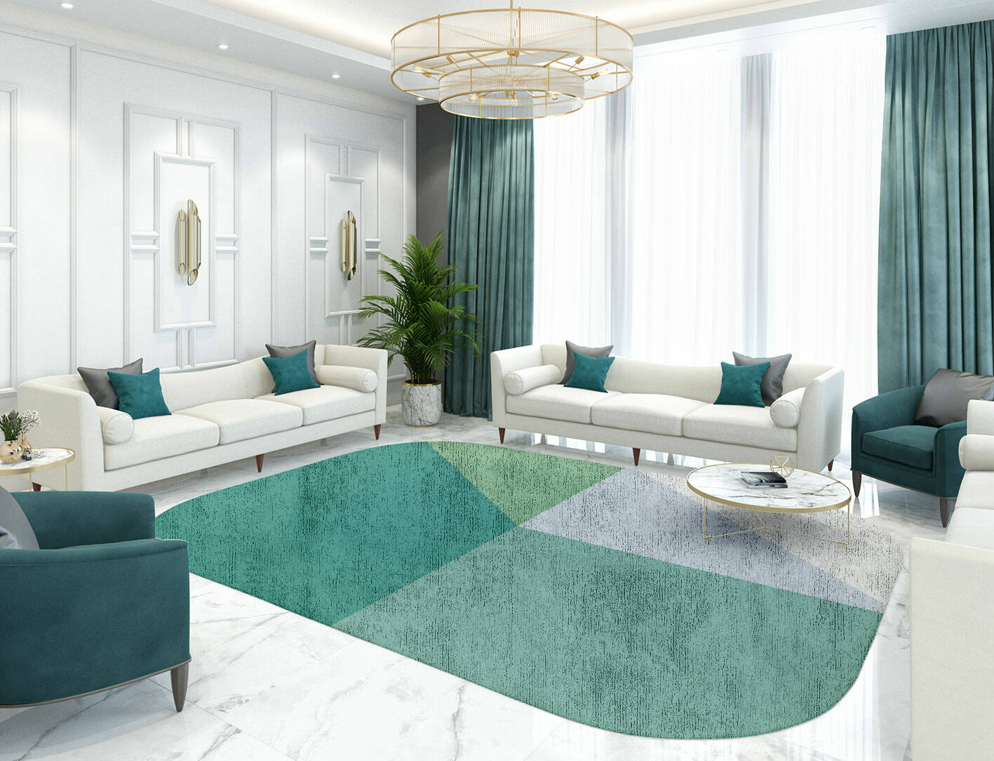 Oceanic  Oblong Hand Tufted Bamboo Silk Custom Rug by Rug Artisan