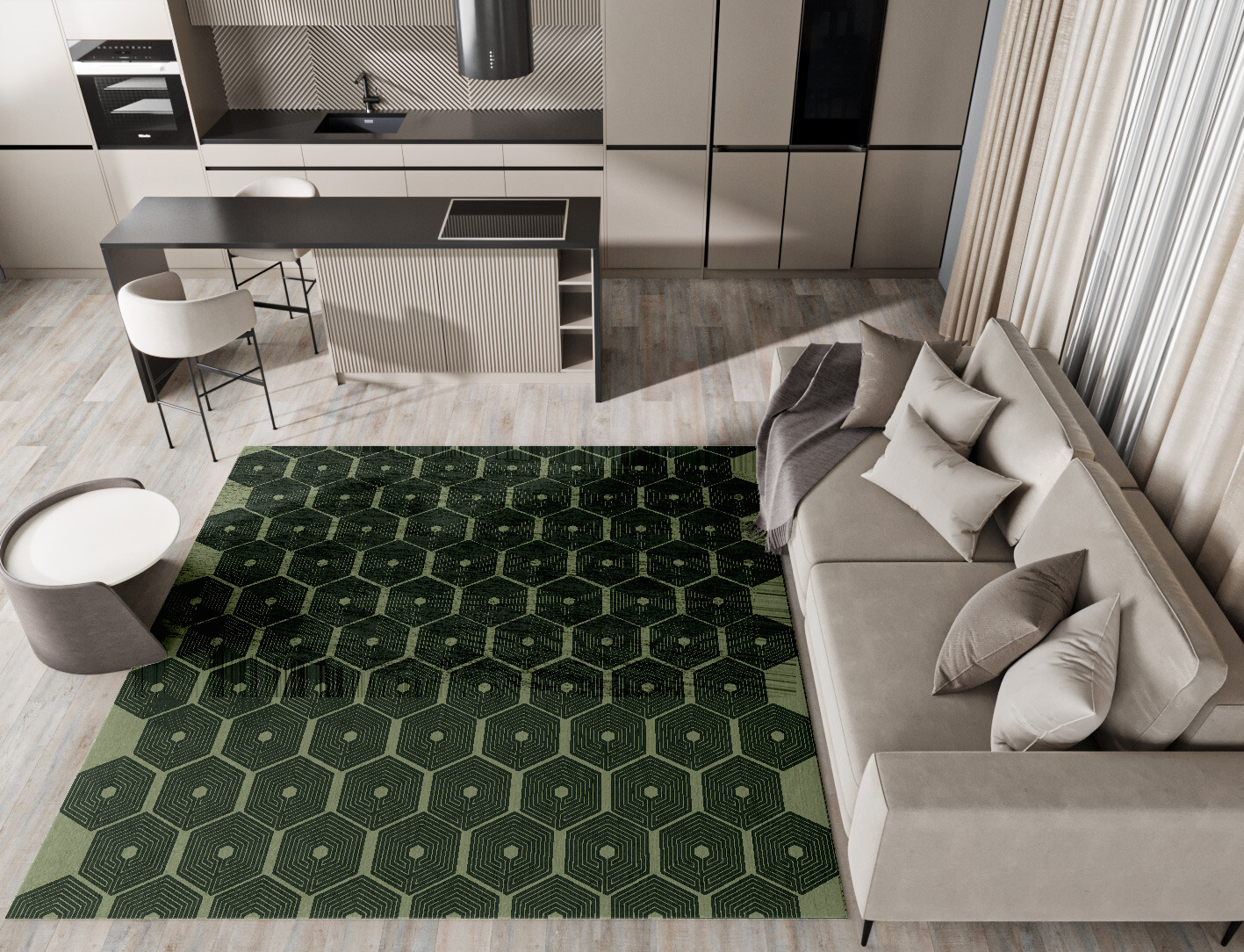 Octa Maze Geometric Square Hand Knotted Bamboo Silk Custom Rug by Rug Artisan