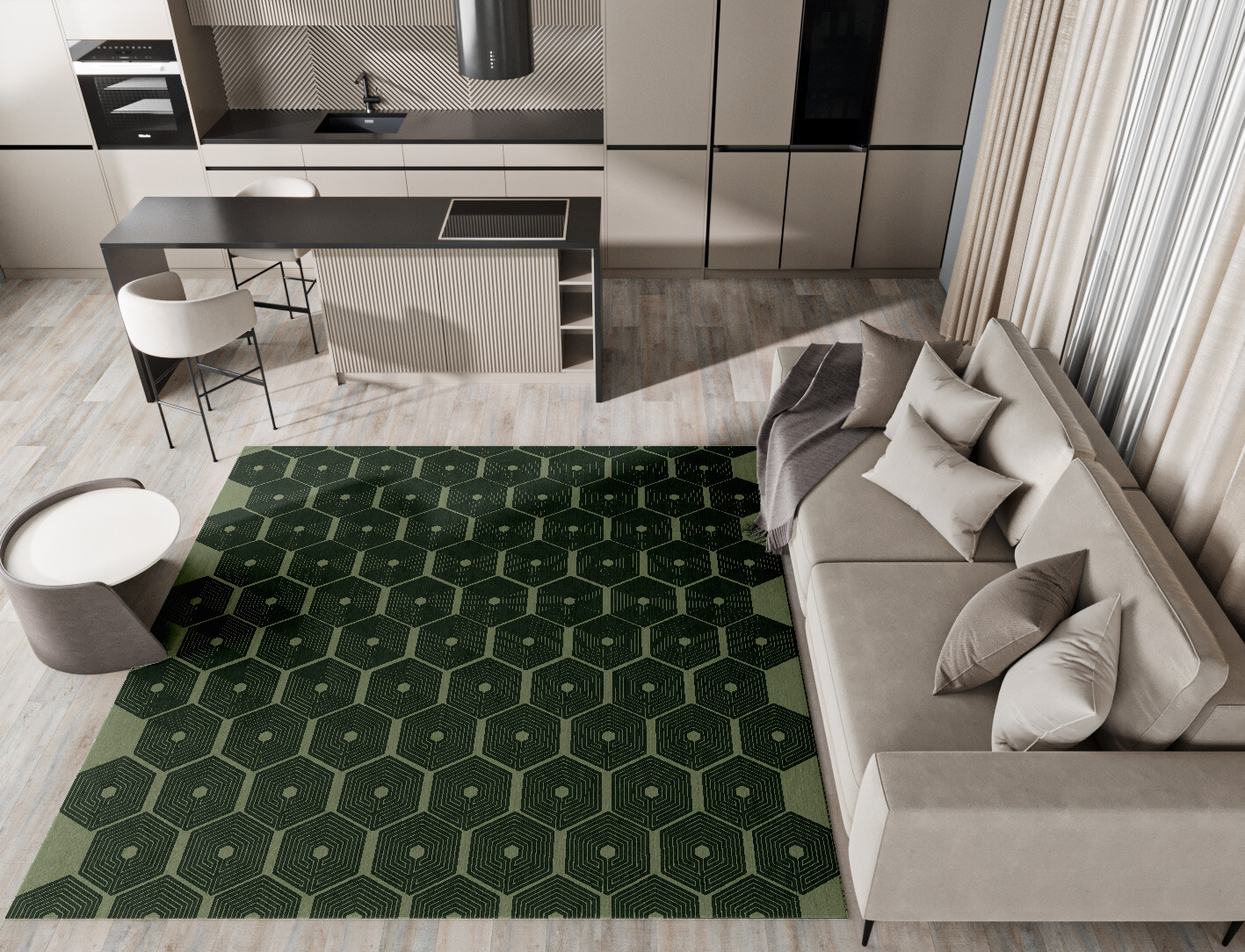 Octa Maze Geometric Square Hand Knotted Tibetan Wool Custom Rug by Rug Artisan