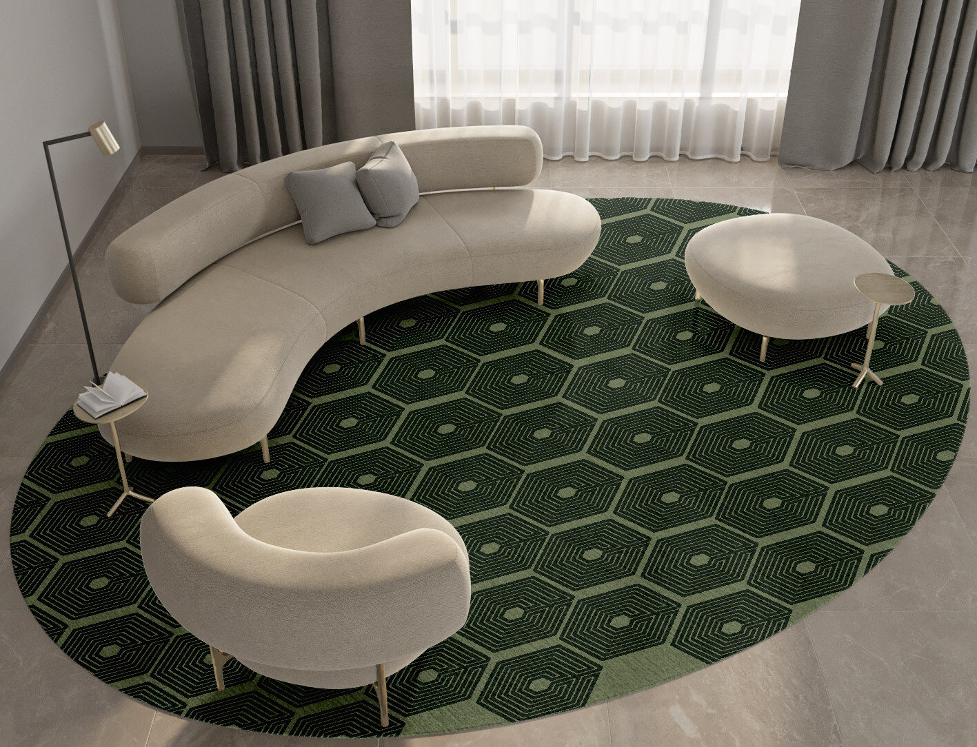Octa Maze Geometric Oval Hand Tufted Pure Wool Custom Rug by Rug Artisan