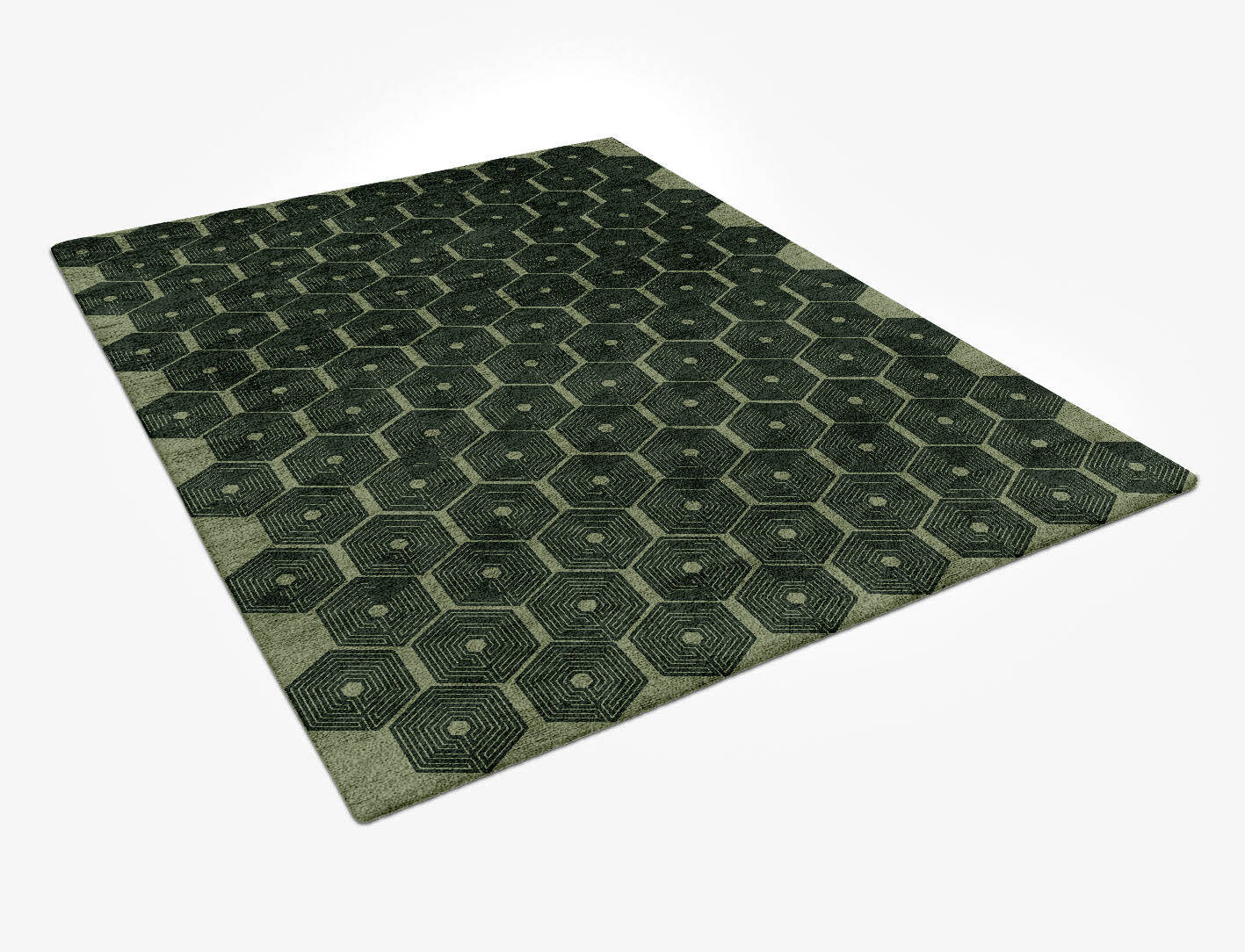 Octa Maze Modern Geometrics Rectangle Hand Tufted Bamboo Silk Custom Rug by Rug Artisan