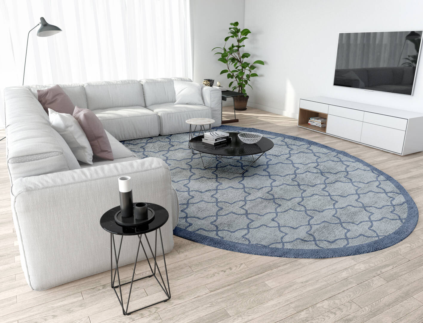 Octade Geometric Oval Hand Tufted Bamboo Silk Custom Rug by Rug Artisan