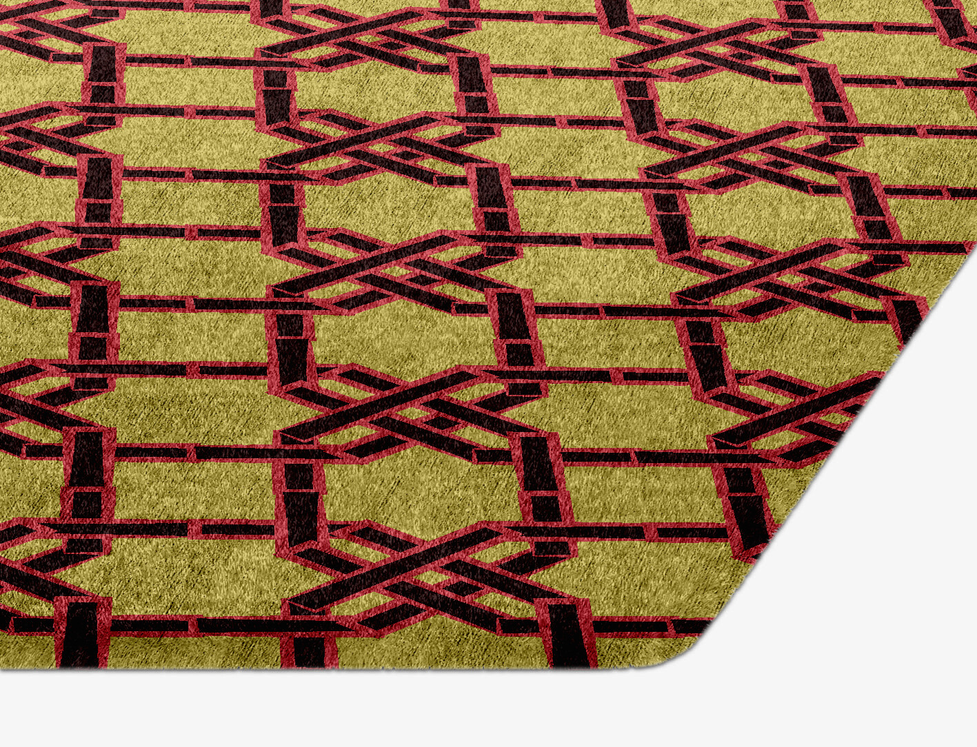 Octahedra Geometric Hexagon Hand Knotted Bamboo Silk Custom Rug by Rug Artisan