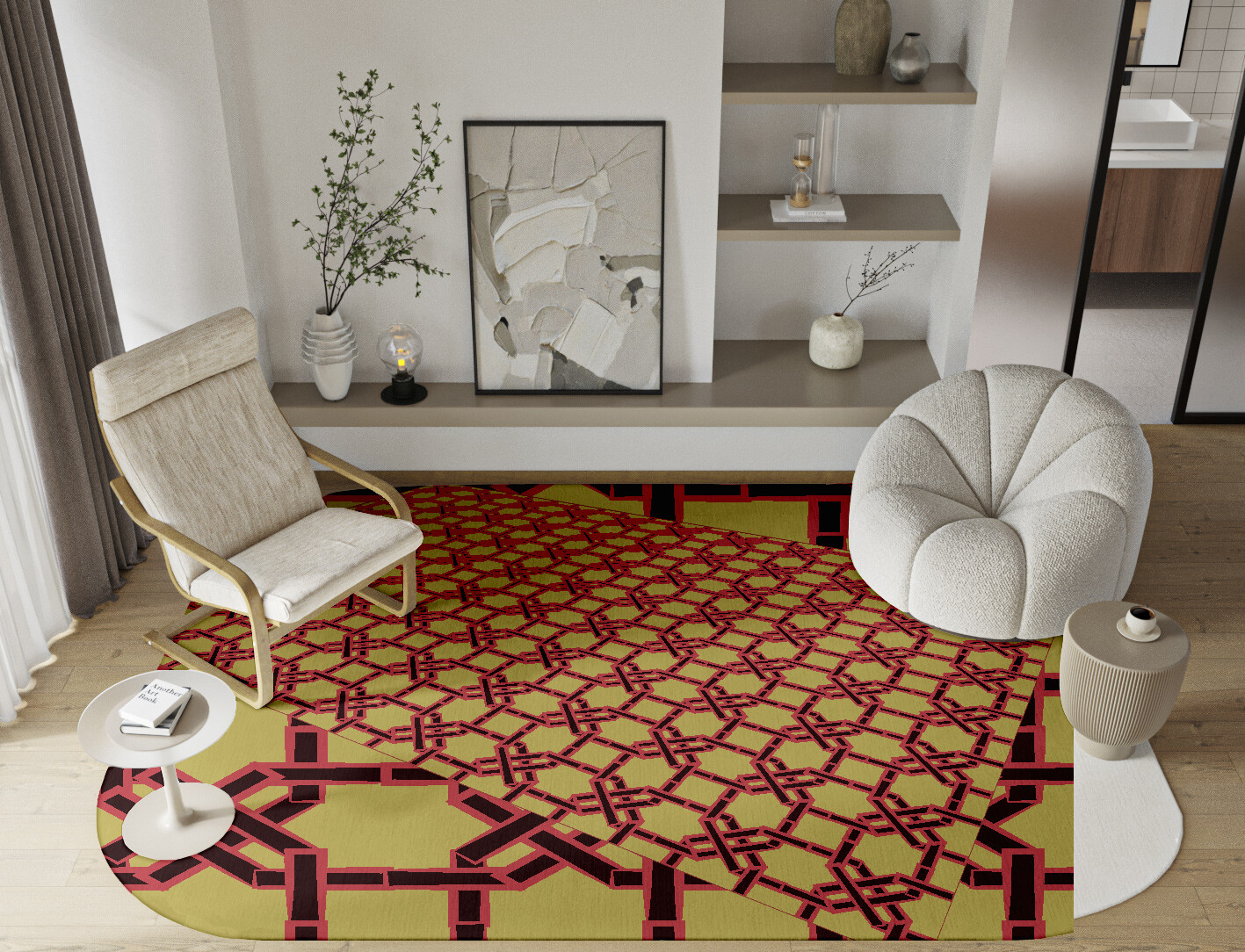 Octahedra Geometric Oblong Hand Knotted Tibetan Wool Custom Rug by Rug Artisan