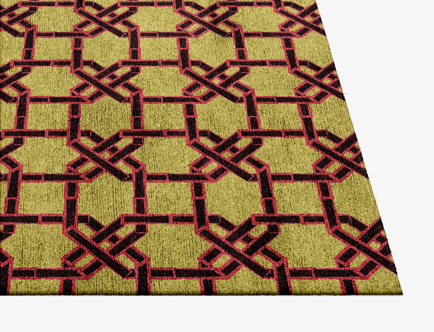 Octahedra Geometric Square Hand Knotted Bamboo Silk Custom Rug by Rug Artisan