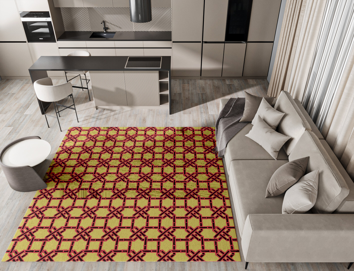 Octahedra Geometric Square Hand Knotted Bamboo Silk Custom Rug by Rug Artisan