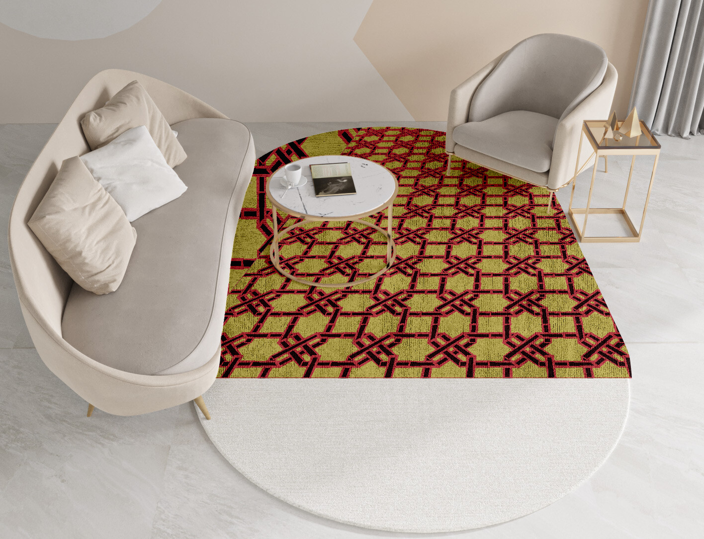 Octahedra Geometric Capsule Hand Tufted Bamboo Silk Custom Rug by Rug Artisan