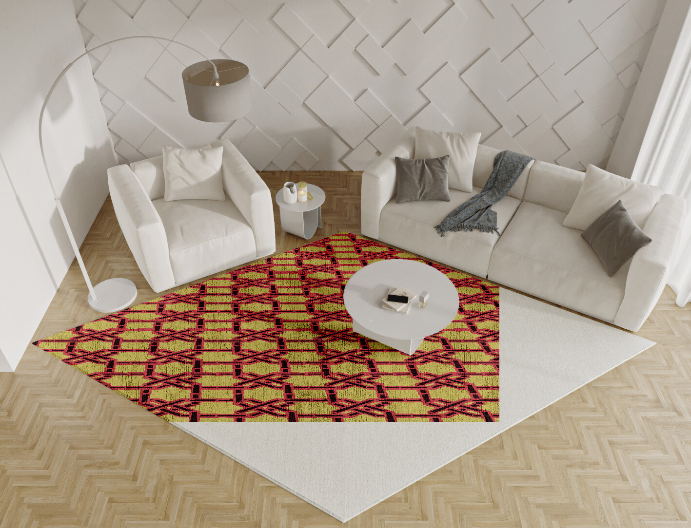 Octahedra Geometric Diamond Hand Tufted Bamboo Silk Custom Rug by Rug Artisan