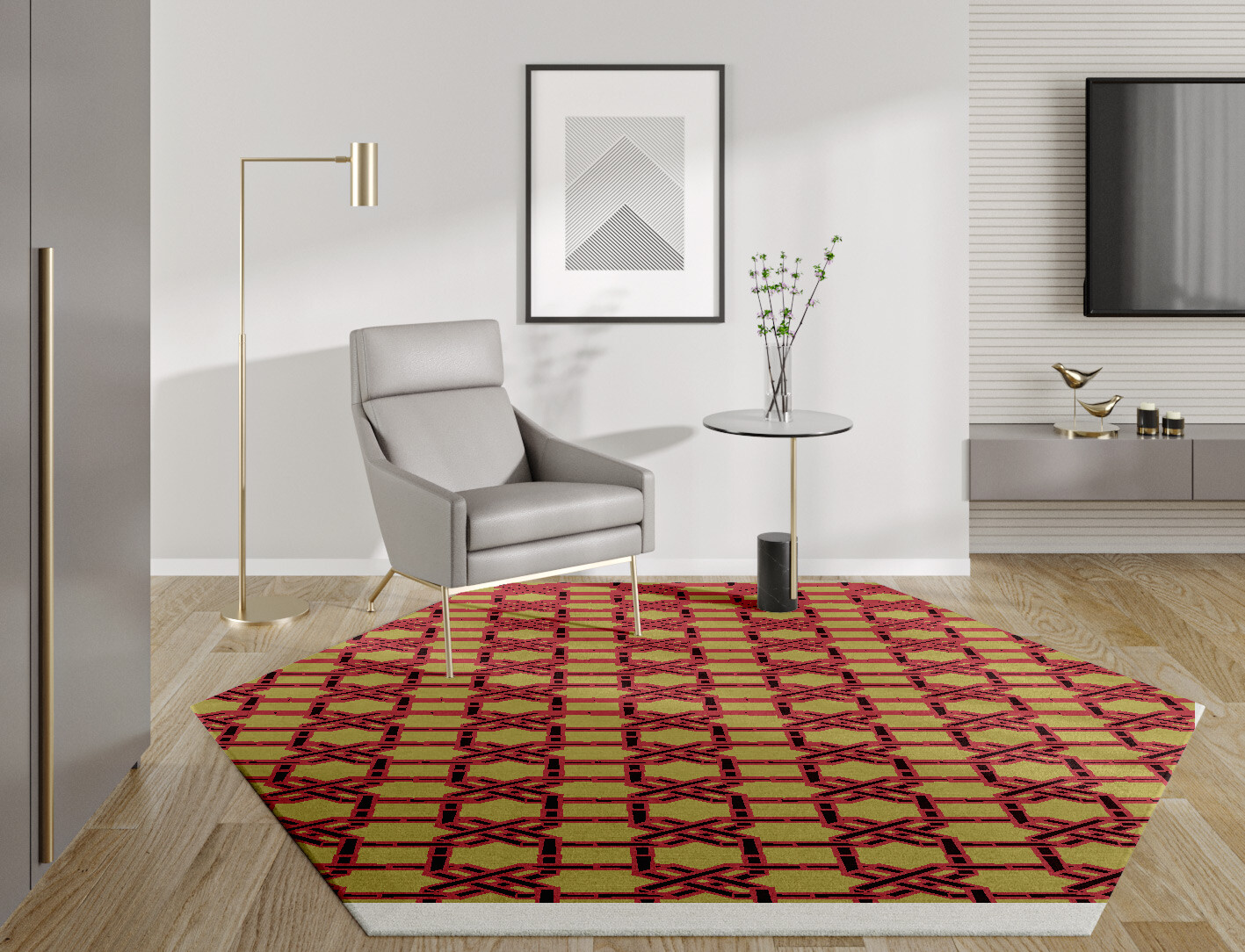 Octahedra Geometric Hexagon Hand Tufted Pure Wool Custom Rug by Rug Artisan
