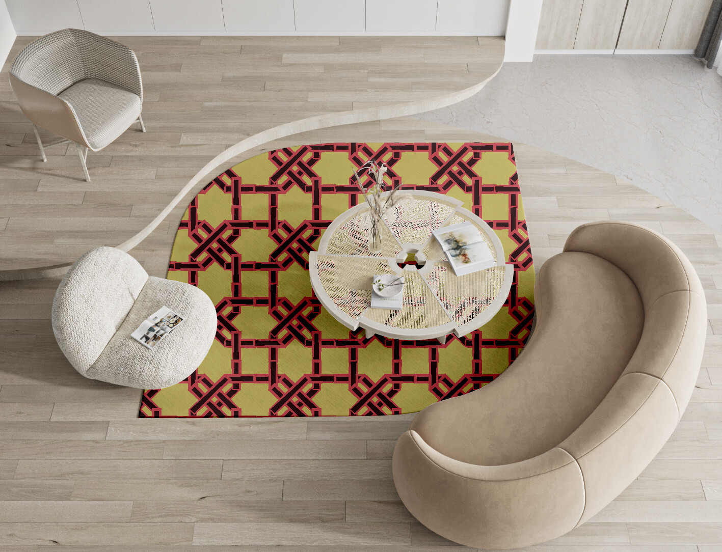 Octahedra Geometric Ogee Hand Tufted Pure Wool Custom Rug by Rug Artisan