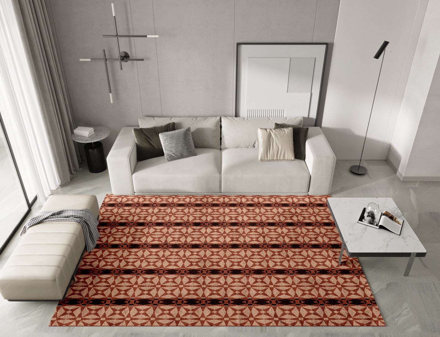 Octocone Geometric Rectangle Hand Tufted Bamboo Silk Custom Rug by Rug Artisan