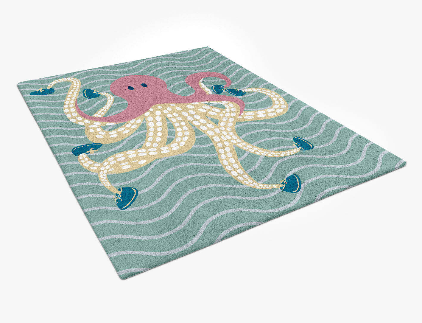 Octopus Curious Mind Rectangle Hand Tufted Pure Wool Custom Rug by Rug Artisan