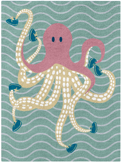 Octopus Curious Mind Rectangle Hand Tufted Pure Wool Custom Rug by Rug Artisan